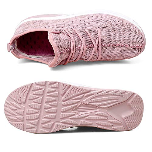 Zapatillas De Deporte para Mujer,Zapatos Cuña Malla Sneaker Plataforma Calzado Deportivo de Exterio,Rosa EU 38