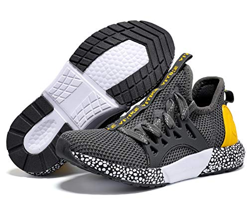 Zapatillas de deporte para niños, zapatillas para niños, zapatillas de deporte, informales, transpirables, ligeras, unisex, para niños, color Gris, talla 34 EU