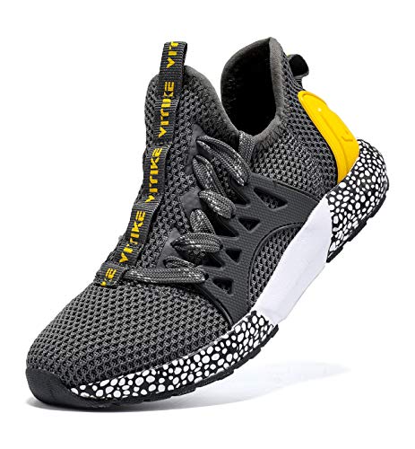 Zapatillas de deporte para niños, zapatillas para niños, zapatillas de deporte, informales, transpirables, ligeras, unisex, para niños, color Gris, talla 34 EU