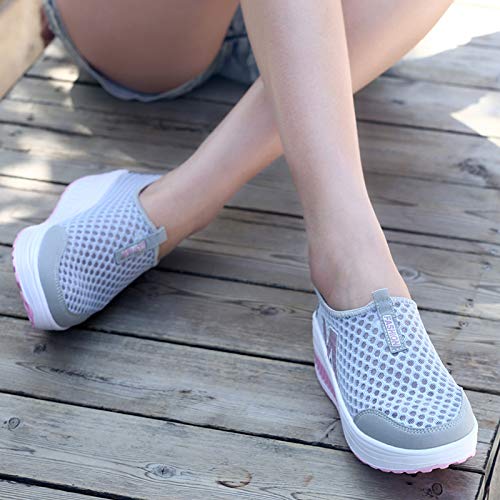 Zapatillas De Deporte Zapatos Respirado Ligero Malla Talla 35-42 Mujeres Deporte Running Zapatillas Sacudir Casual Zapatos Height-Increasing Sneaker