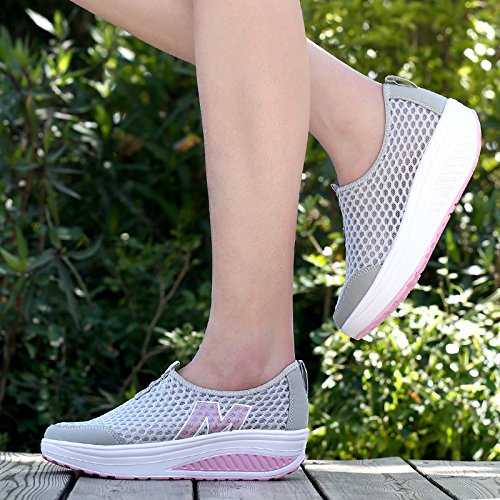 Zapatillas De Deporte Zapatos Respirado Ligero Malla Talla 35-42 Mujeres Deporte Running Zapatillas Sacudir Casual Zapatos Height-Increasing Sneaker