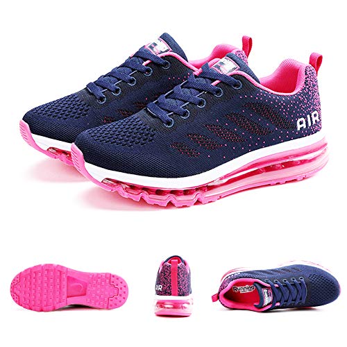 Zapatillas de Deportes Hombre Mujer Zapatos Deportivos Aire Libre para Correr Calzado Sneakers Gimnasio Casual Blue Pink 40 EU