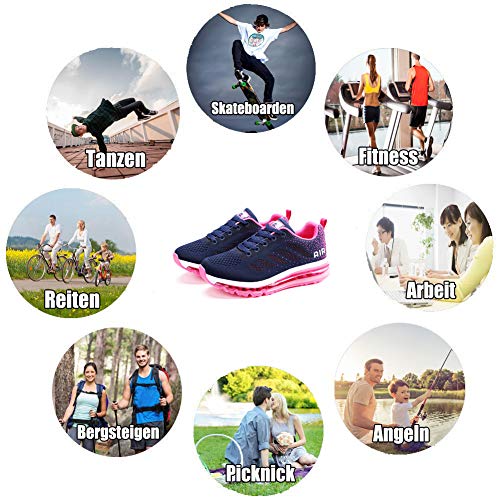 Zapatillas de Deportes Hombre Mujer Zapatos Deportivos Aire Libre para Correr Calzado Sneakers Gimnasio Casual Blue Pink 40 EU