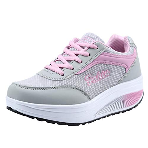 Zapatillas de Deportivo Plataforma para Mujer Otoño Invierno 2018 Moda PAOLIAN Calzado de Dama Casual Zapatos de Rejilla Suela Blanda Señora con Cordones Aire Libre y Deporte