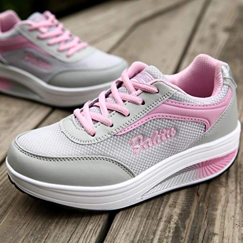 Zapatillas de Deportivo Plataforma para Mujer Otoño Invierno 2018 Moda PAOLIAN Calzado de Dama Casual Zapatos de Rejilla Suela Blanda Señora con Cordones Aire Libre y Deporte