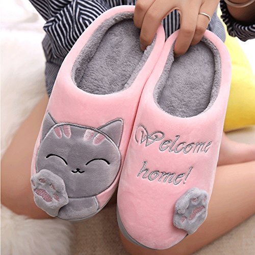 Zapatillas De Estar por Casa De Mujer Homber Invierno Dibujos Animados Gato Antideslizante CáLido Interior Dormitorio Slippers