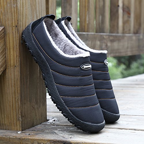 Zapatillas de Estar por Casa Mujer Hombre, Invierno Zapatos de Casa con Forro de Piel - Cálidas y Cómodas - con Suela Antideslizante para Exterior e Interior,Negro 41