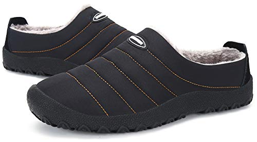 Zapatillas de Estar por Casa Mujer Hombre, Invierno Zapatos de Casa con Forro de Piel - Cálidas y Cómodas - con Suela Antideslizante para Exterior e Interior,Negro 41
