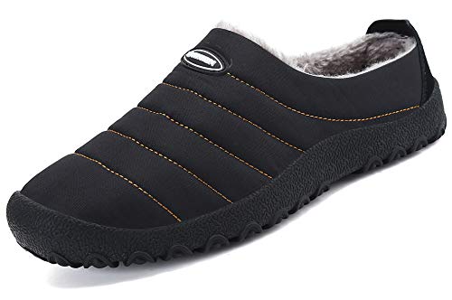 Zapatillas de Estar por Casa Mujer Hombre, Invierno Zapatos de Casa con Forro de Piel - Cálidas y Cómodas - con Suela Antideslizante para Exterior e Interior,Negro 41