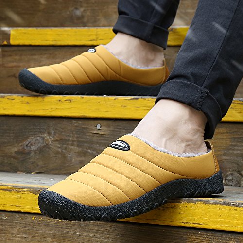 Zapatillas de Estar por Casa Mujer Hombre, Invierno Zapatos de Casa con Forro de Piel - Cálidas y Cómodas - con Suela Antideslizante para Exterior e Interior,Amarillo 46
