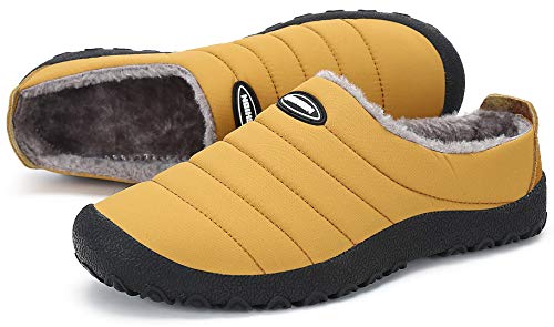 Zapatillas de Estar por Casa Mujer Hombre, Invierno Zapatos de Casa con Forro de Piel - Cálidas y Cómodas - con Suela Antideslizante para Exterior e Interior,Amarillo 37