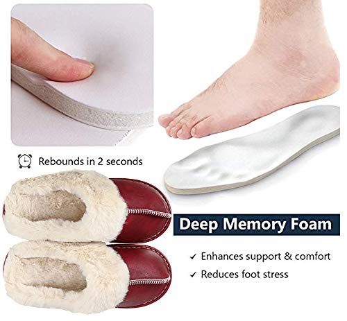 Zapatillas de Estar por casa para Mujer Impermeables de PU Pantuflas Térmicos de Invierno Suave Algodón Casa Zapatos Cómodo Y Antideslizante