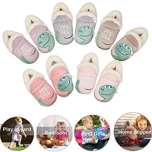 Zapatillas de Estar por Casa para Niños Niñas Pantuflas Invierno Casa Caliente Peluche de Zapatilla Slipper Interior Marrón 21=30-31EU