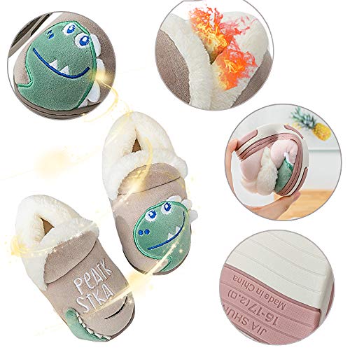 Zapatillas de Estar por Casa para Niños Niñas Pantuflas Invierno Casa Caliente Peluche de Zapatilla Slipper Interior Marrón 21=30-31EU