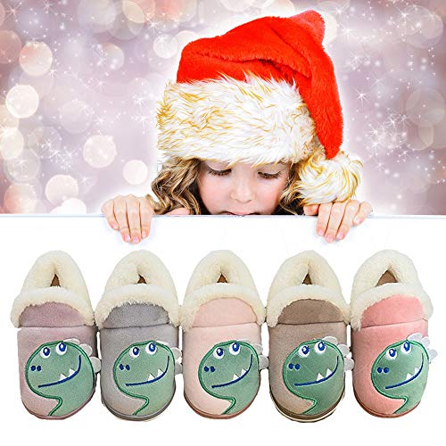 Zapatillas de Estar por Casa para Niños Niñas Pantuflas Invierno Casa Caliente Peluche de Zapatilla Slipper Interior Marrón 21=30-31EU