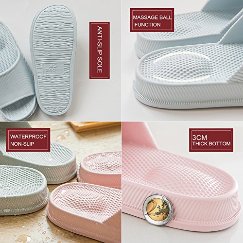 Zapatillas de estar por Casa Ultraligera de hombre y mujer, tira ancha, sandalia tipo chancla con función de masaje perfecto para verano, Rosa (Masajear el talón), 36/37 EU
