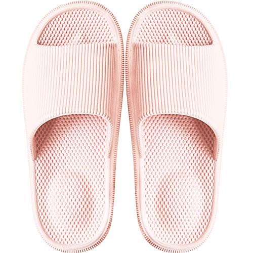 Zapatillas de estar por Casa Ultraligera de hombre y mujer, tira ancha, sandalia tipo chancla con función de masaje perfecto para verano, Rosa (Masajear el talón), 36/37 EU