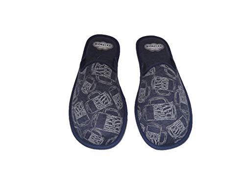 Zapatillas de Estar por Casa/Biorelax/Hombre/Puntera Cerrada/Empeine: Lona Acolchada/Suela: Goma/Cámarade Aire/Dibujo Cerveza/Talla 45
