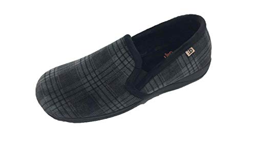 Zapatillas de Estar por casa/Hombre/Berevëre/Material Suapel/Suela Goma/Cerrada de Talón/Cuadros Gris/Talla 41