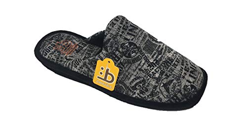 Zapatillas de Estar por casa/Hombre/Berevëre/Suapel/Suela Eva/Muy Ligeras/Color Negro Estampado/Tallas del 39 al 51/Talla 42