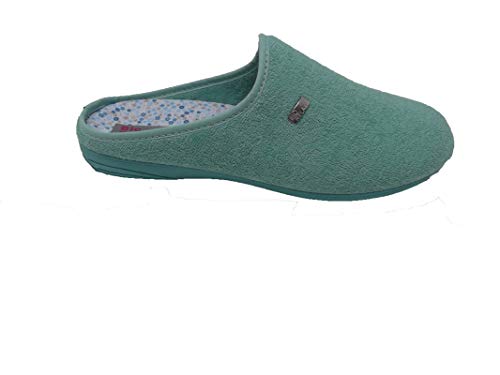 Zapatillas de Estar por casa/Mujer/Biorelax/Apto Plantilla ortopedica/Plantilla Extraible/Empeine :Algodón Rizo/Aguamar/Talla 41