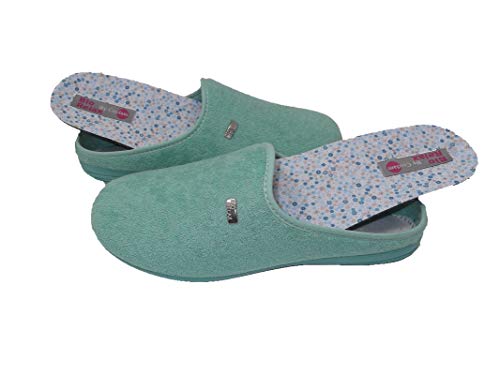 Zapatillas de Estar por casa/Mujer/Biorelax/Apto Plantilla ortopedica/Plantilla Extraible/Empeine :Algodón Rizo/Aguamar/Talla 41