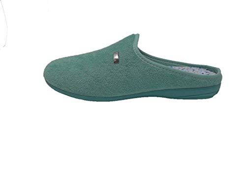 Zapatillas de Estar por casa/Mujer/Biorelax/Apto Plantilla ortopedica/Plantilla Extraible/Empeine :Algodón Rizo/Aguamar/Talla 41