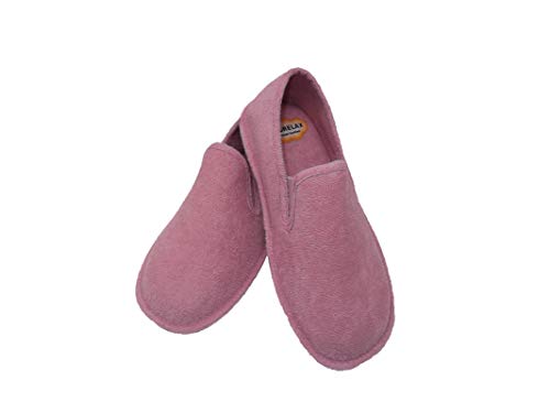 Zapatillas de Estar por casa/Mujer/Biorelax/Primavera-Verano/Talón Cerrado/Algodón Rizo/Suela: Goma/Talón Acolchado/Color Malva/Talla 38