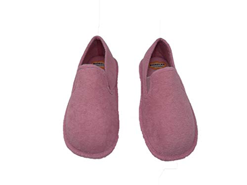 Zapatillas de Estar por casa/Mujer/Biorelax/Primavera-Verano/Talón Cerrado/Algodón Rizo/Suela: Goma/Talón Acolchado/Color Malva/Talla 38