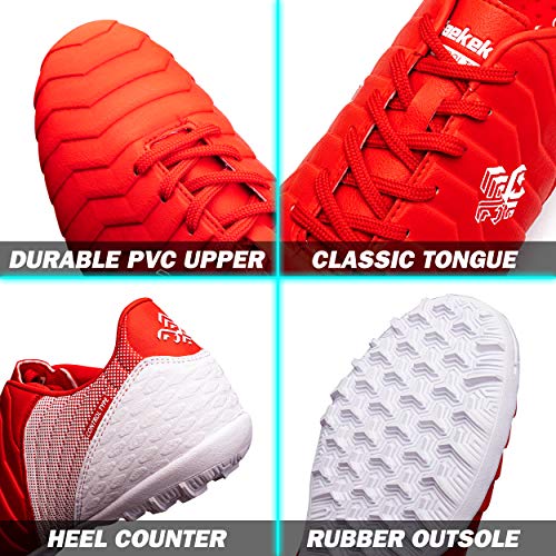 Zapatillas de fútbol para Niños Niñas TF Profesional Entrenamiento Zapatos de Fútbol para Exteriores Antideslizante Calzado de fútbol Hombre Mujer Botas de fútbol Unisex Rojo EU 44