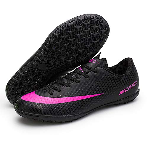 Zapatillas de fútbol Topoption para niños y adultos, profesionales, para entrenar al aire libre, para exteriores, atléticos, con tacos, unisex, color Negro, talla 37 EU