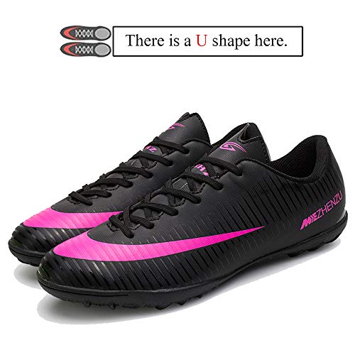 Zapatillas de fútbol Topoption para niños y adultos, profesionales, para entrenar al aire libre, para exteriores, atléticos, con tacos, unisex, color Negro, talla 37 EU