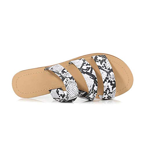 Zapatillas de Mujer Color Caramelo Plano Verano Mujer Chanclas Frescas Comodidad Fuera de la Playa Señoras Soft Slides Zapatos Casuales, Blanco, 36EU