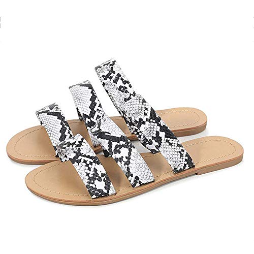Zapatillas de Mujer Color Caramelo Plano Verano Mujer Chanclas Frescas Comodidad Fuera de la Playa Señoras Soft Slides Zapatos Casuales, Blanco, 36EU