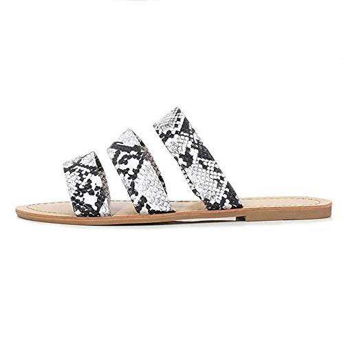 Zapatillas de Mujer Color Caramelo Plano Verano Mujer Chanclas Frescas Comodidad Fuera de la Playa Señoras Soft Slides Zapatos Casuales, Blanco, 36EU