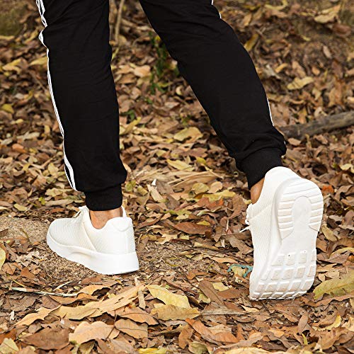 Zapatillas de Running Hombre Mujer Deportivas Casual Gimnasio Zapatos Ligero Transpirable Sneakers Blanco 37 EU