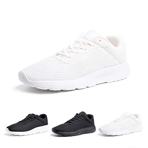 Zapatillas de Running Hombre Mujer Deportivas Casual Gimnasio Zapatos Ligero Transpirable Sneakers Blanco 38 EU