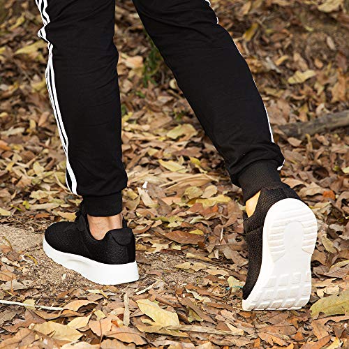 Zapatillas de Running Hombre Mujer Deportivas Casual Gimnasio Zapatos Ligero Transpirable Sneakers Negro Blanco 35 EU