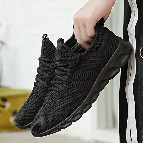 Zapatillas de Running para Hombre Casual Tenis Asfalto Zapatos Deporte Fitness Gym Correr Gimnasio Deportives Transpirables Seguridad Atlético Trekking Bambas Plataform Sneakers Negro 41 EU