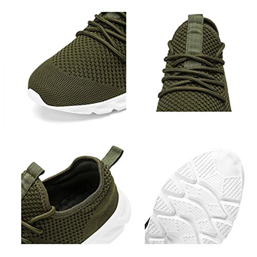 Zapatillas de Running para Hombre Casual Tenis Asfalto Zapatos Deporte Fitness Gym Correr Gimnasio Deportives Transpirables Seguridad Atlético Trekking Bambas Plataform Sneakers Verde 44 EU
