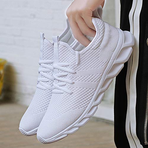 Zapatillas de Running para Hombre Casual Tenis Asfalto Zapatos Deporte Fitness Gym Correr Gimnasio Deportives Transpirables Seguridad Atlético Trekking Bambas Plataform Sneakers Blanco 41 EU