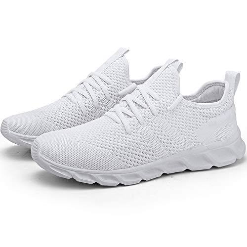 Zapatillas de Running para Hombre Casual Tenis Asfalto Zapatos Deporte Fitness Gym Correr Gimnasio Deportives Transpirables Seguridad Atlético Trekking Bambas Plataform Sneakers Blanco 41 EU