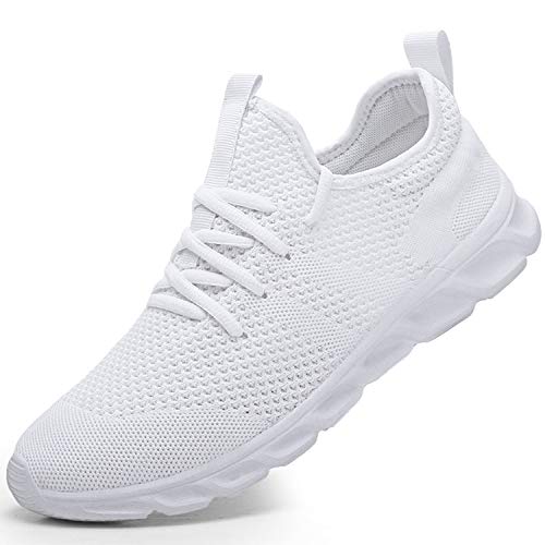 Zapatillas de Running para Hombre Casual Tenis Asfalto Zapatos Deporte Fitness Gym Correr Gimnasio Deportives Transpirables Seguridad Atlético Trekking Bambas Plataform Sneakers Blanco 41 EU