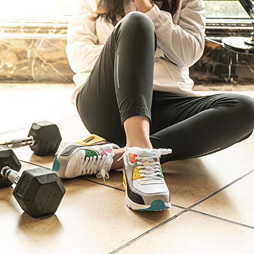 Zapatillas de Running para Hombre Mujer Ligero Correr Air Atléticos Sneakers Comodos Fitness Deportes Calzado BlancoAmarillo 38