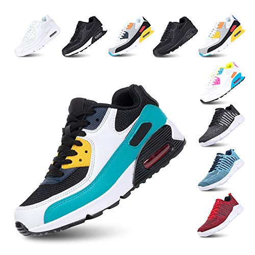 Zapatillas de Running para Hombre Mujer Ligero Correr Air Atléticos Sneakers Comodos Fitness Deportes Calzado Verde 43