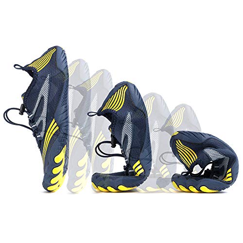 Zapatillas de Running Trekking Agua Hombre Descalzo Escarpines Zapatos de Deportivas Mujer Verano Calzado de Playa Buceo Snorkel Surf Cordones Duradera C-Azul EU43