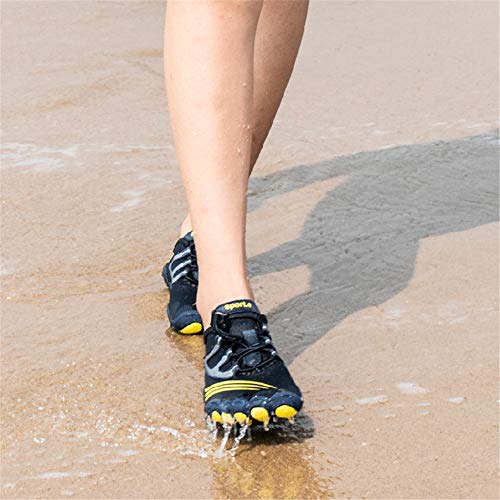 Zapatillas de Running Trekking Agua Hombre Descalzo Escarpines Zapatos de Deportivas Mujer Verano Calzado de Playa Buceo Snorkel Surf Cordones Duradera C-Azul EU43