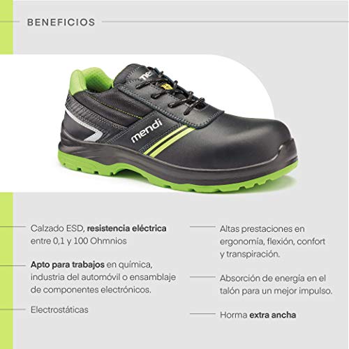 Zapatillas de Seguridad con Resistencia eléctrica para Hombre y Mujer/Zapato de Trabajo cómodos con Puntera Reforzada en Fibra de Vidrio (no Acero) Calzado Laboral Antideslizantes (Numeric_42)