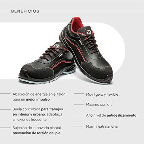 Zapatillas de seguridad deportiva hidrofugada resistente al agua para hombre y Mujer/Zapato de trabajo comodo,puntera reforzada en fibra de vidrio(no acero)Calzado laboral antideslizantes (numeric_42)