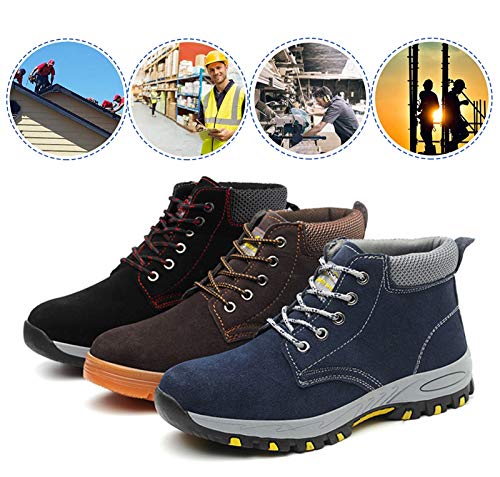 Zapatillas de Seguridad Hombre Trabajo Botas de Seguridad Mujer Zapatos con Punta de Acero Ligeras Comodas Industriales, A201 Negro 42